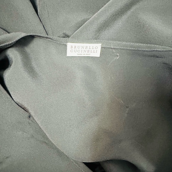 Brunello Cucinelli Draped Silk Mock Neck Blouse - Picture 12 of 12